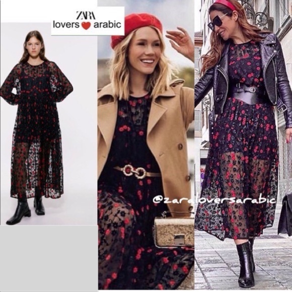 🌹NWT Zara Oversized Dress W Floral Embroidery🌹 - Picture 6 of 16